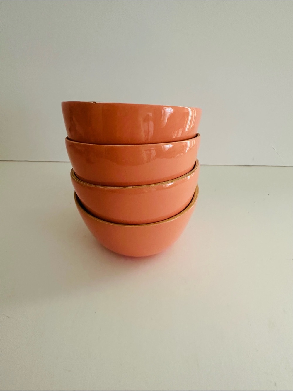 Creative Co-Op Coral Lacquered Bamboo Bowls Set of 4